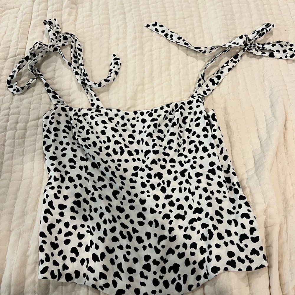 Reformation: Ellora top, white cheetah print